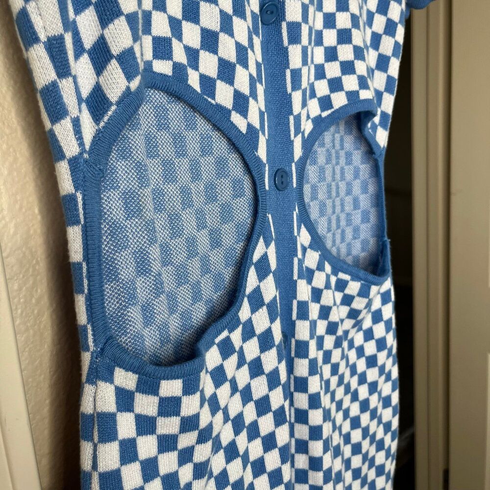 Almost Famous Short Sleeve Checkered Cut-out Pullover Mini Dress Size XL #500 - Picture 8 of 11